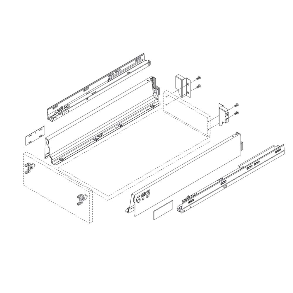 Blum Z30M000S.04 TANDEMBOX ANTARO Bordürsüz Ahşap Arkalık Tutucu Gri Sağ-Sol Takım