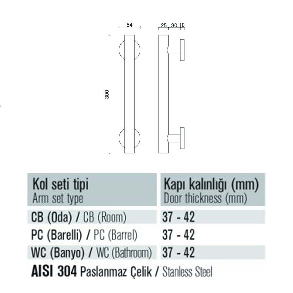 061 S Saten Çekme Kapı Kolu 50 cm/ Çap 25 cm