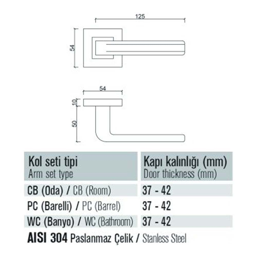 1052 K Saten Rozetli Yale (Dış) Kapı Kolu