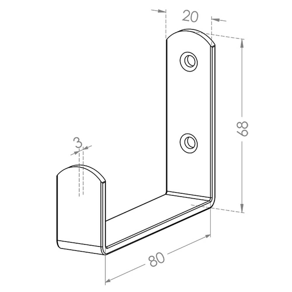 Ermo L Askı 80 Gümüş Renk 20x80x65 mm