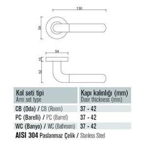 203 İ Saten Krom Rozetli Yale (Dış) Kapı Kolu