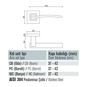 701 K Saten Rozetli Oda Kapı Kolu