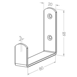 Ermo L Askı 80 Gümüş Renk 20x80x65 mm