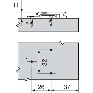 Blum 175H7190.22 Clip Menteşe Tabanı Haç Tipi H: 18 mm