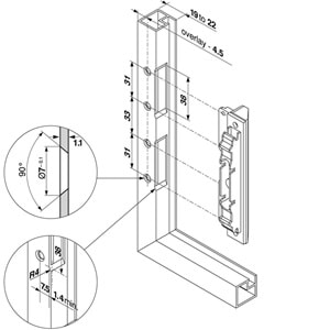 Blum 20S4200A Aventos HK/HS/HL ve HK top Kapak Bağlantı Takımı Dar Alüminyum Çerçeveler için