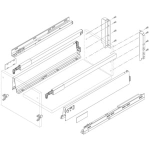 Blum 378M4002SA TANDEMBOX Intivo/Antaro için Sağ-Sol Takım Gri NL:400 mm