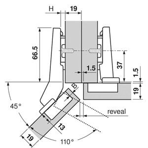 Blum 79T5550 CLIP top +45° II Binili Açılı Menteşe