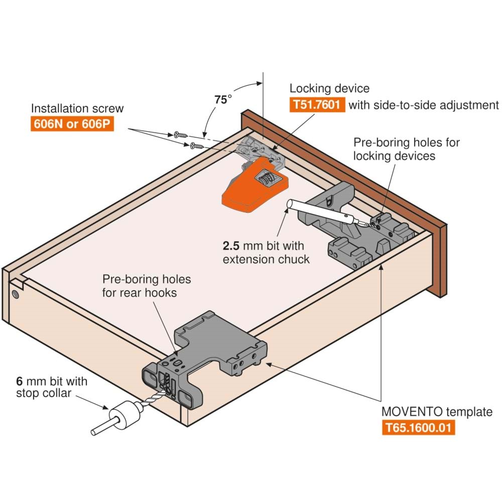 Blum T51.7601 MOVENTO Ray Bağlantı Mandalı Sağ