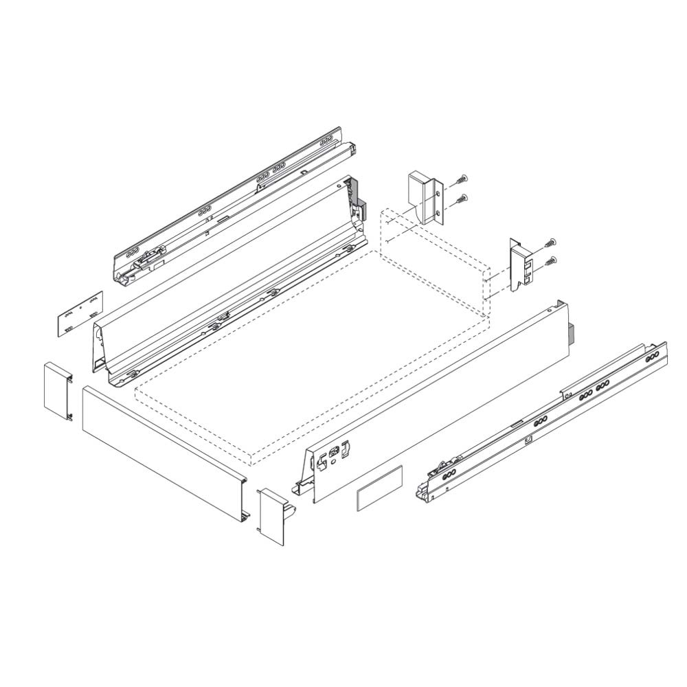 Blum Z30M000S.04 TANDEMBOX ANTARO Bordürsüz Ahşap Arkalık Tutucu Beyaz Sağ-Sol Takım