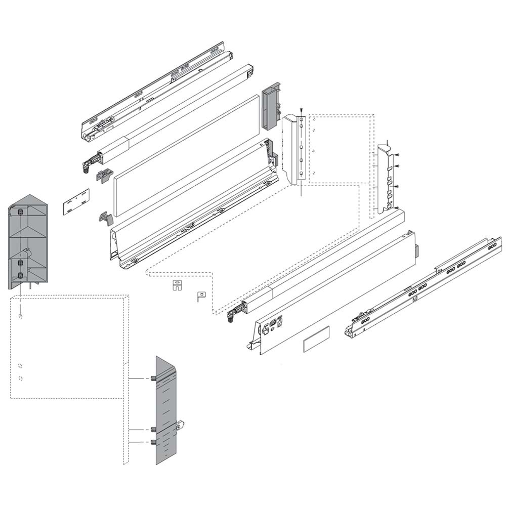 Blum Z36D0080 TANDEMBOX Antaro D Yan Kapama Bağlantısı Sağ-Sol Takım Gri