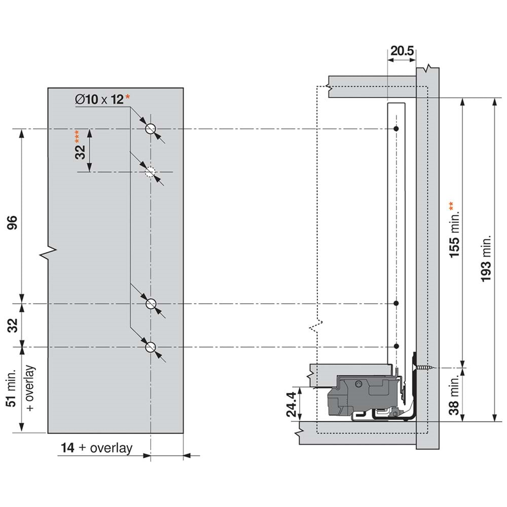 Blum ZF7C70E2 LEGRABOX C Ön Bağlantı Elemanı Dübelli