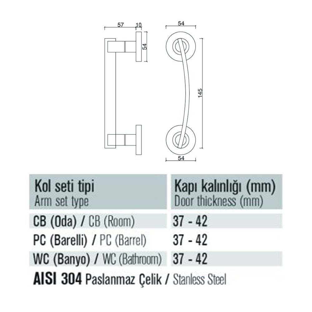 003 S Saten Krom Çekme Kapı Kolu 20 cm