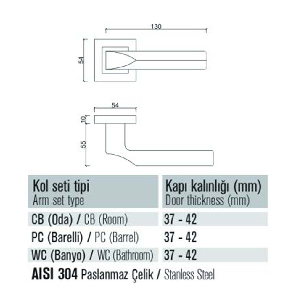 1011 K Saten Rozetli Oda Kapı Kolu