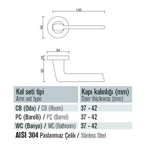 1031 Saten Rozetli Wc Kapı Kolu