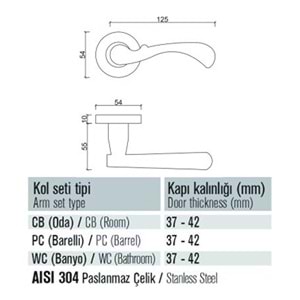 1042 Saten Rozetli Wc Kapı Kolu