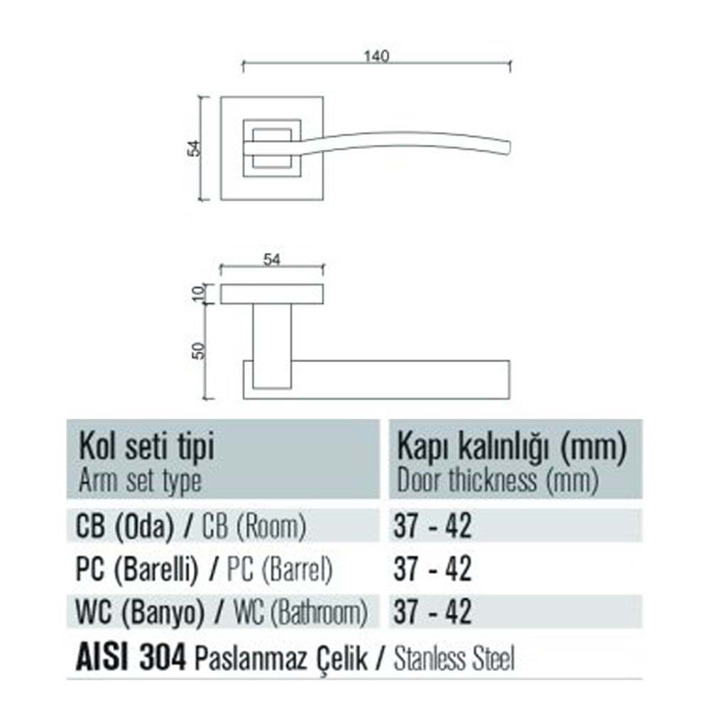 1403 K Pvd Mat Altın Rozetli Oda Kapı Kolu