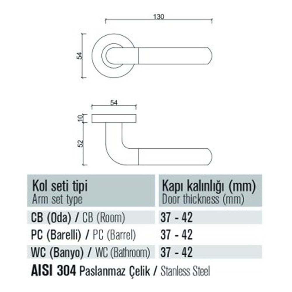 203 Saten Rozetli Oda Kapı Kolu