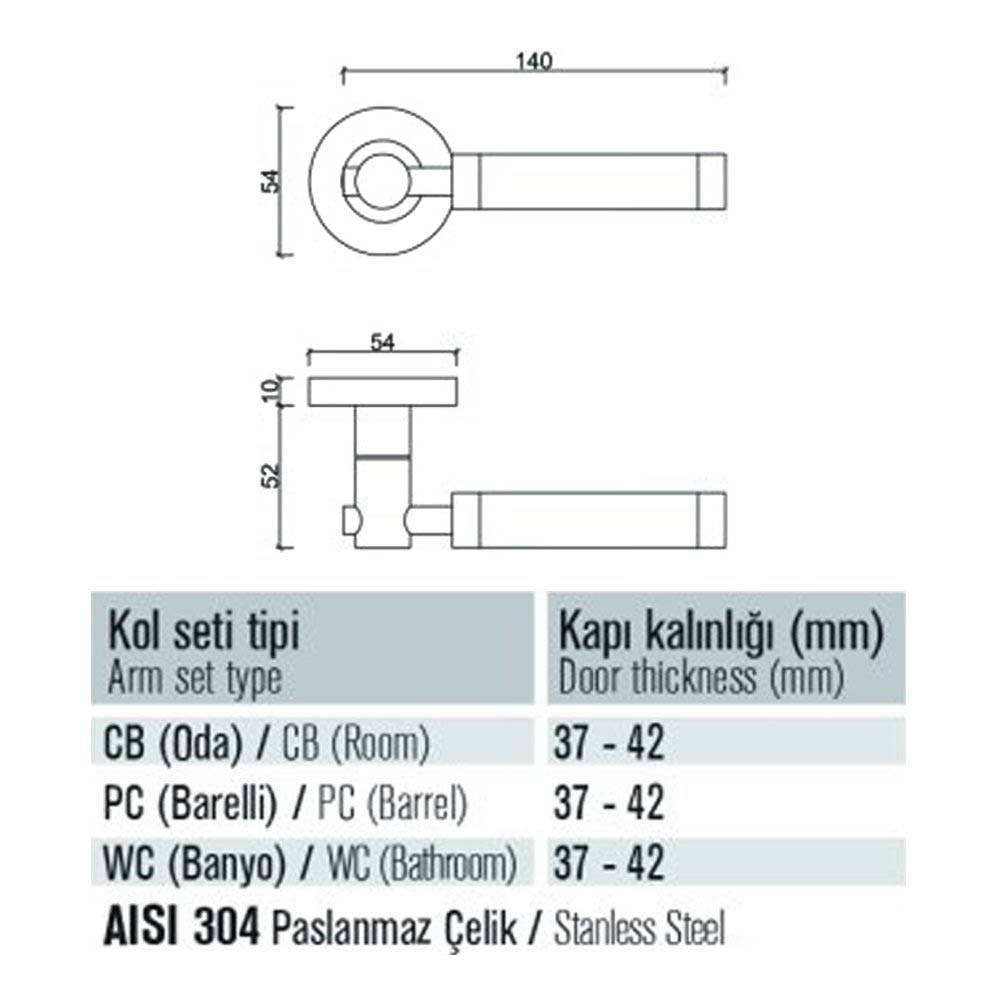 303 Saten Krom Rozetli Yale (Dış) Kapı Kolu