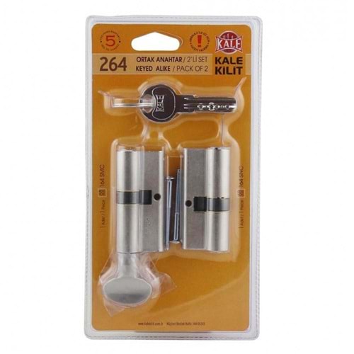 Kale 264 Dış Kapı Üst Kilit Takım Tek Anahtarlı Sistem 68 mm Nikel